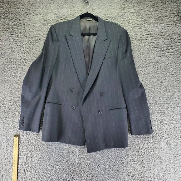 Christian Dior Jacket Mens 42L Gray Monsieur Pinstripe Double Breasted Wool - Picture 1 of 9